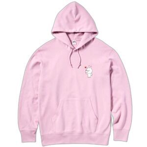 Line Friends Pink 100% Cotton Sweat Pullover Hoodie Kangaroo Pocket Size S